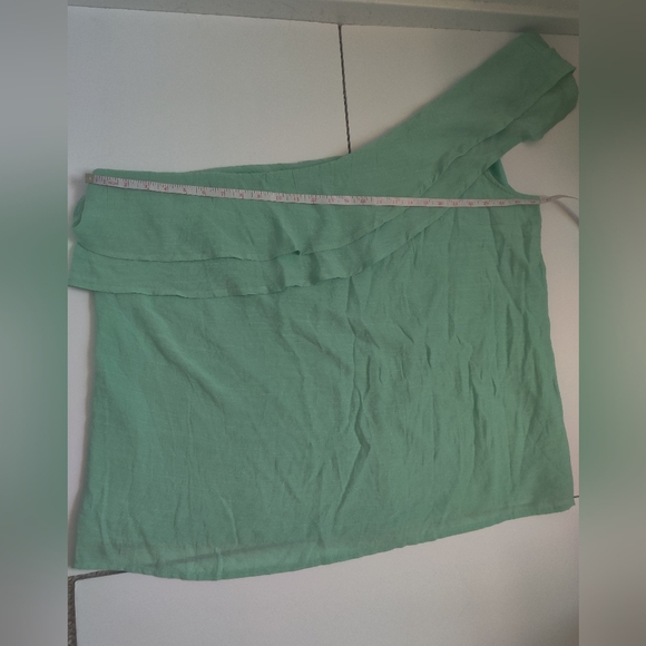 🆕 Lane Bryant Mint Green One shoulder plus size ruffle spring vacation top_22 - Picture 3 of 8